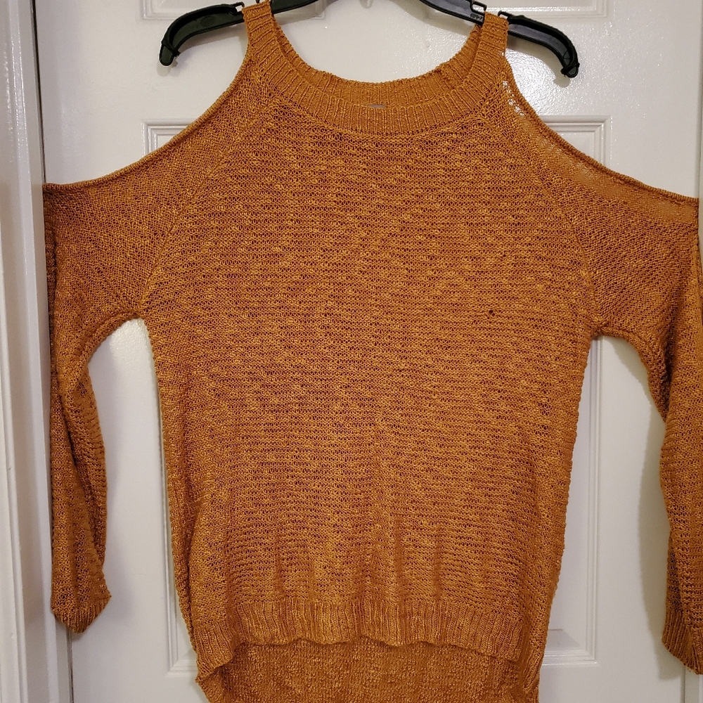 Mustard Shoulder Cut Out Sweater